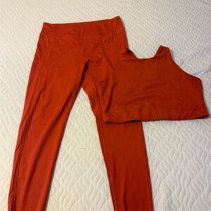 girlfriend collective Dylan Orange Sports Bra and high-rise leggings, 3XL